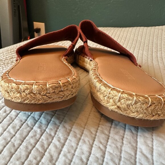 Womens Old Navy Tan & Rust Slide-On Espadrille Sandals Size 9 Faux Leather & Sue - Picture 3 of 5